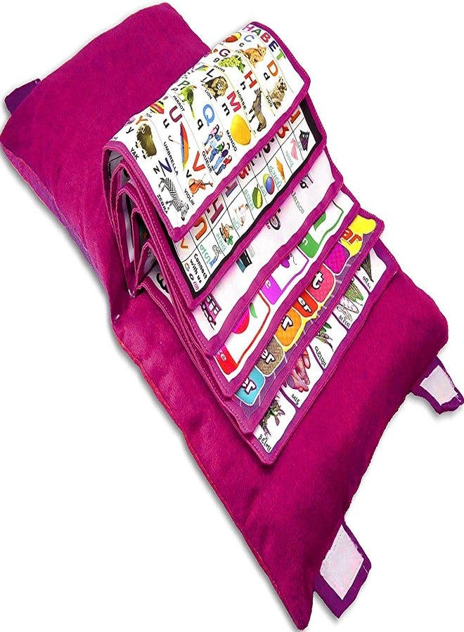 ADKD Kid's Learning Pillow Cum Book with English and Hindi Alphabets, Numbers, Animals Names Learning for Kids Cushion Book (Pink) - Image 5